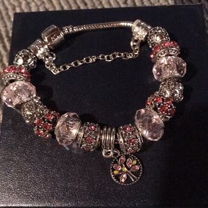 Silver & pink bracelet